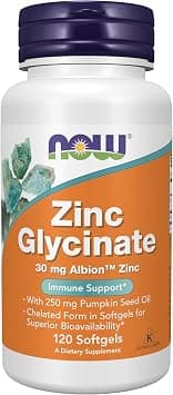 Now Foods Zinc Glycinate 120 Softgels | 30 mg Albion TRAACS Zinc, With 250 mg Pumpkin Seed Oil | Immune Support - Best Deal Finder