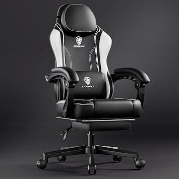 Dowinx Gaming Chair with Pocket Spring Cushion for Adults, Ergonomic Computer Chair with Footrest and Massage Lumbar Support, High Back Leather Game Chair for Office, Gaming, 300LBS, White - Amazon.ae Price Tracker
