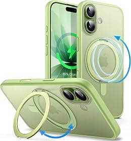 JETech 360 Degree Rotatable Ring Case for iPhone 17 6.3-Inch with Camera Control Button, Compatible with MagSafe, Slim Shockproof Phone Cover with Stand & Ring Holder (Sage) - Best Deal Finder