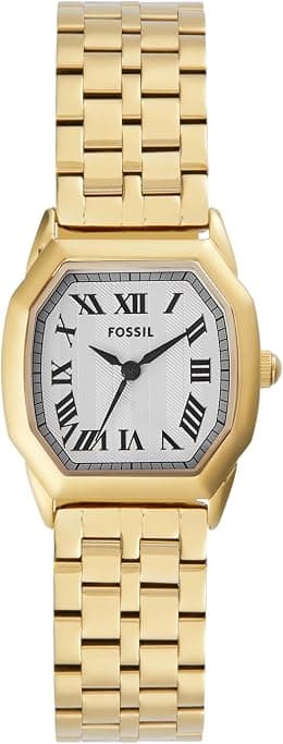 Fossil Women's Harlow Three-Hand Gold-Tone Stainless Steel Bracelet Watch (Model: ES5361), Gold, Harlow - Best Deal Finder