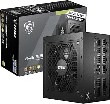 MSI MAG A850GL PCIE5 850W Modular Power Supply, Intel ATX12V Version 3.0, 120mm Cooling Fan, 80 Plus Gold Efficiency Rating, 4 x PCIe 6+2-Pin Connectors, 8 x SATA Connectors - Black on Amazon.ae - Price Tracker