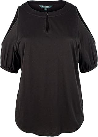 Lauren Ralph Lauren Women's Plus Size Cold-Shoulder Keyhole Top-PB-2X Polo Black on Amazon.ae - Price Tracker