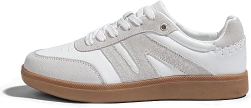 LUCKY STEP Women Classic Retro Gum Sole Fashion Sneakers Casual Tennis Skate Shoe Genuine Leather Walking Footwear Anti Slip Trainers على Amazon.ae - متتبع الأسعار