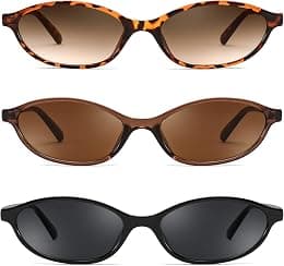 FEISEDY Retro Oval Cat Eye Sunglasses for Women 90s Narrow Lightweight Shades Y2k Trendy Sun Glasses B0257 - Best Deal Finder
