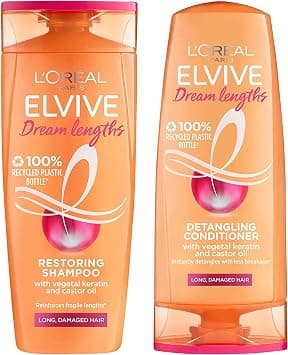 L'ORÉAL Paris Elvive Dream Lengths Shampoo and Conditioner Set for Long Hair, Nourishing & Strengthening Treatment to Prevent Hair Breakage, Enriched with Castor Oil - Best Deal Finder