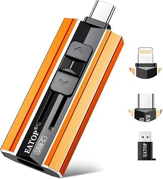 EATOP 512GB Dual Interface Flash Drive, No App Required, Portable USB Storage Memory Stick for iPhone, iPad, Android, PC & Mac – Easily Stores Photos, Videos & Files (Orange) - Amazon.ae Price Tracker