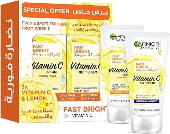 Garnier SkinActive Fast Bright Day Cream 50ml + Night Cream 50ml Bundle on Amazon.ae - Price Tracker