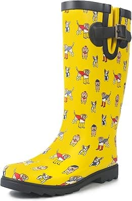 landchief Mid-Calf Women's Rubber Rain Boots Printed Waterproof Women's Rain Footware على Amazon.ae - متتبع الأسعار