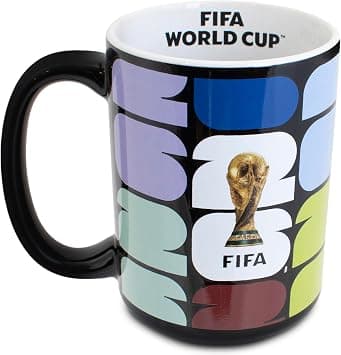 Hy-Pro Officially Licensed FIFA World Cup 2026 15 oz Mug – Football Mug Featuring Trophy Image & Official Tournament Colours – Ceramic Coffee Cup for Fans, Home & Office Use على Amazon.ae - متتبع الأسعار