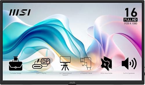 MSI Pro MP165 E6 15.6 Inch FHD IPS 1080p, USB Type-C, Mini HDMI, Integrated Speaker, Ideal for PC, Mac, PS5, PS4, Xbox, Mobile Phone, Grey Metal على Amazon.ae - متتبع الأسعار