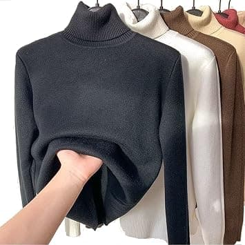 Winter Fleece Thick Knitted Bottoming Shirt, 2023 New Casual Thick Turtleneck Sweater Soft Thermal, M on Amazon.ae - Price Tracker
