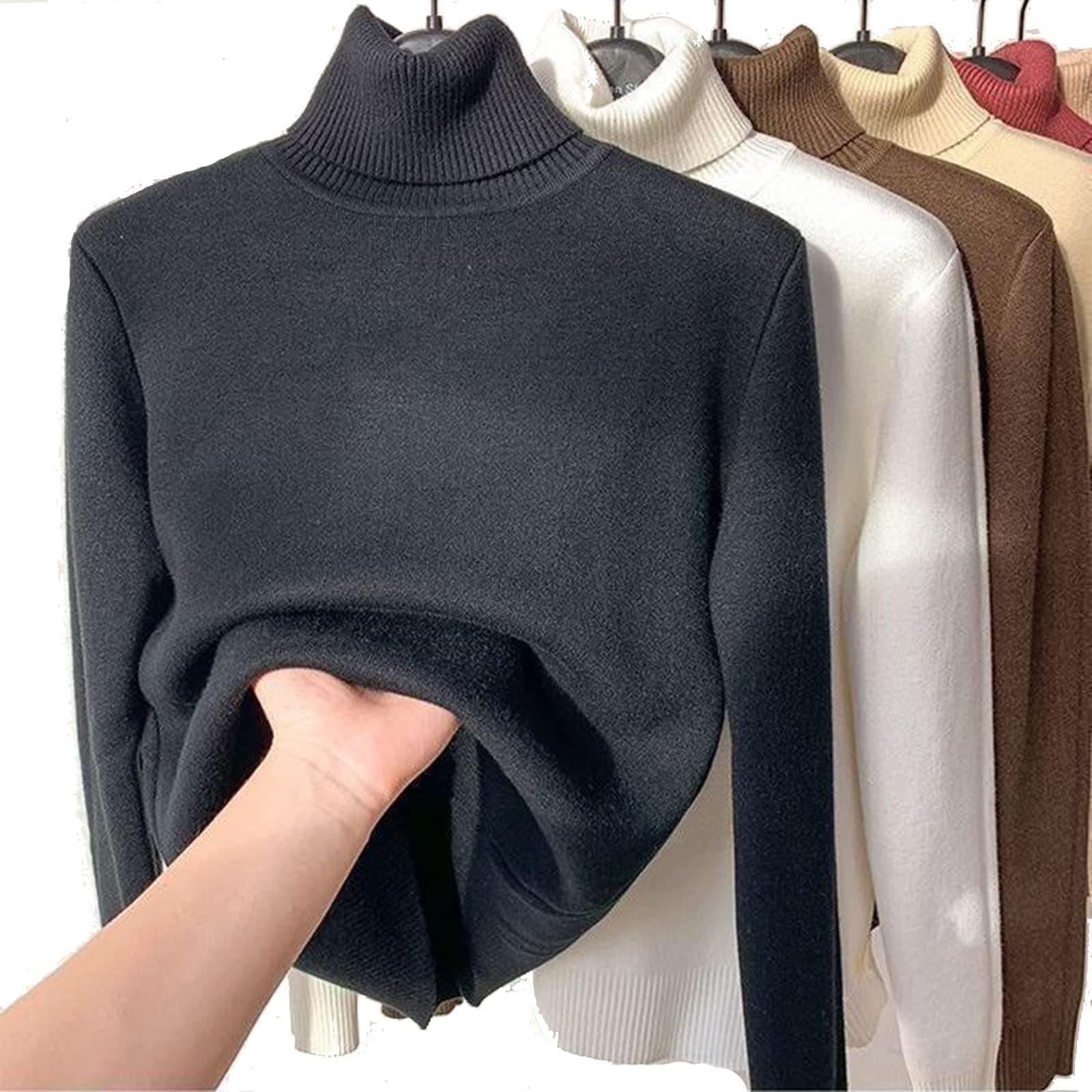 QISNG Winter Fleece Thick Knitted Bottoming Shirt, 2023 New Casual Thick Turtleneck Sweater Soft Thermal, M on Amazon.ae - Price Tracker