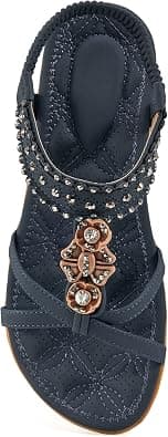 Alicegana Womens Sandals Shoes Comfort Walking with Non Slip on Casual Summer Beach Shoes Dress Ankle Elastic Jeweled Bohemian Flats on Amazon.ae - Price Tracker