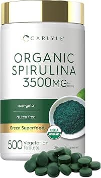 Carlyle Organic Spirulina Tablets 3500mg | 500 Count | Non-GMO & Gluten Free Supplement on Amazon.ae - Price Tracker