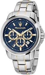 Maserati Men's Watch, SUCCESSO Collection, in Steel, PVD Gold - R8873621016, Silver, 44mm, Bracelet, Silver, 44mm, Bracelet - Best Deal Finder