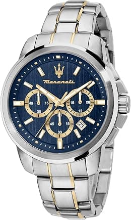 Maserati Men's Watch, SUCCESSO Collection, in Steel, PVD Gold - R8873621016, Silver, 44mm, Bracelet, Silver, 44mm, Bracelet - Best Deal Finder