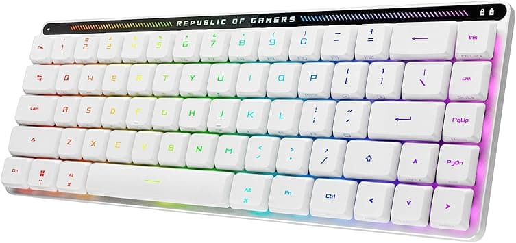 ASUS ROG Falchion RX Low Profile 65% Compact Wireless Gaming Keyboard, Pre-lubed ROG RX Red Low-Profile Optical Switches, Integrated Silicone Dampening Foam, ABS Keycaps, AR layout, White on Amazon.ae - Price Tracker
