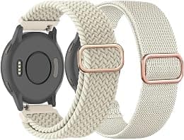 2 Pack Braided Stretchy Nylon Watch Bands Compatible with Garmin Venu 3S/Venu 2S/Vivoactive 4S/Vivomove 3S, 18mm Loop Elastic Fabric Straps for Garmin Forerunner 255S/265S Women Men - Best Deal Finder