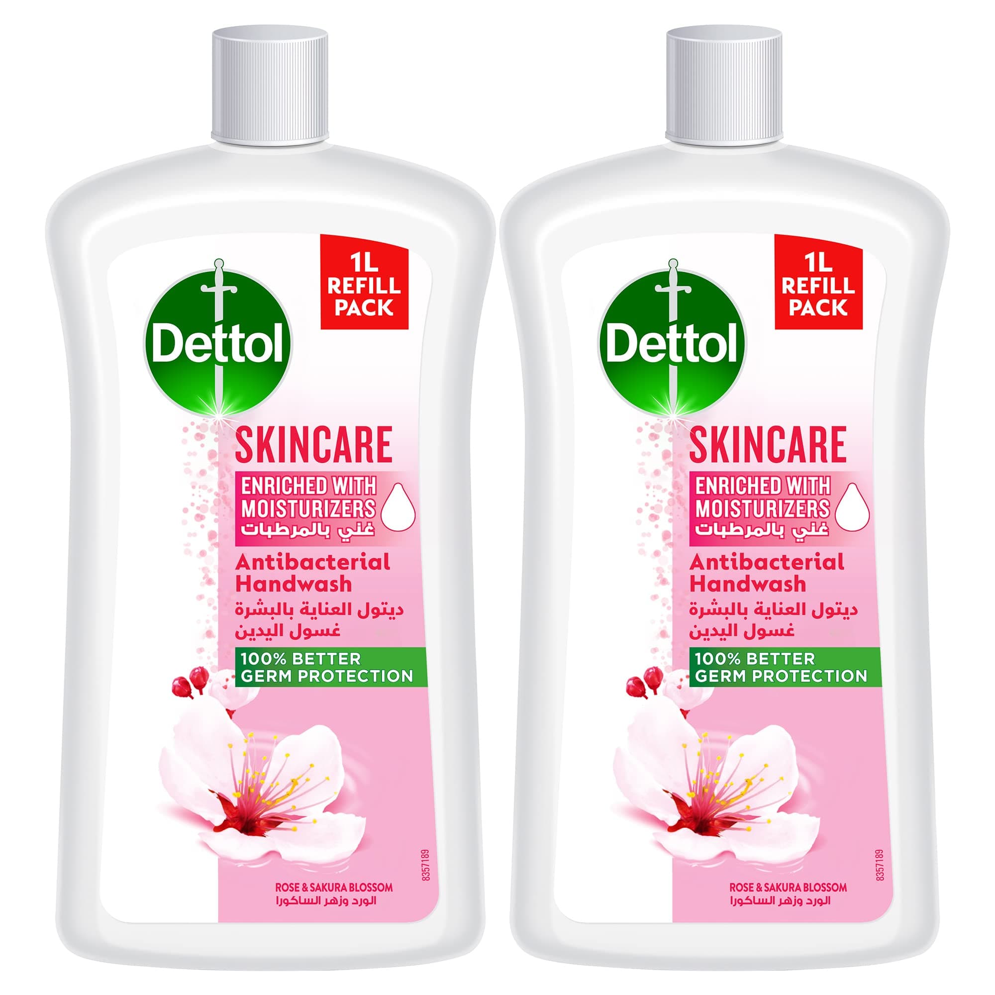 Dettol Skincare Liquid Handwash Refill, Rose & Sakura Blossom Scent, 1L x 2 on Amazon.ae - Price Tracker