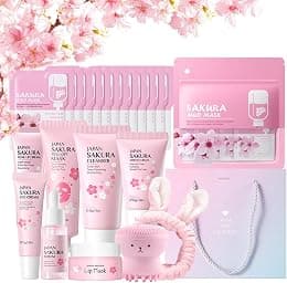 Beauty Gifts for Women, Sakura Skincare Set for Teen Girls, Facial Skin Care Products , Hydrating & Nourishing Travel-Friendly Daily Facial Skincare Routine 34PCS - Best Deal Finder