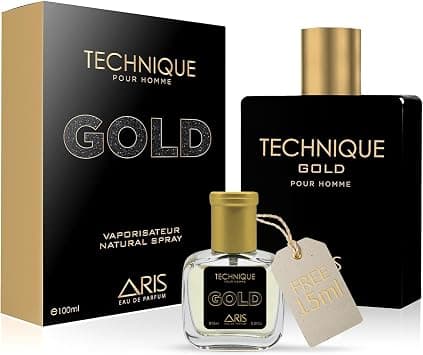 ARIS Technique Gold Eau de Parfum for Men – Long-Lasting Black and Gold Fragrance – 100ml Perfume Spray for Daily or Evening Use – Men’s Cologne Comes with Extra 15ml Sample (Random Scent Included) on Amazon.ae - Price Tracker