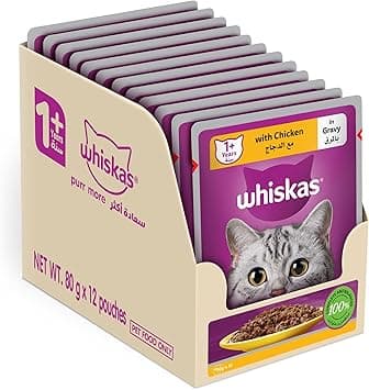 Whiskas Chicken in Gravy Wet Cat Food Pack of 12x80g, Wet Food for 1+ Years Adult Cats, Complete and Balanced Nutrition - Amazon.ae Price Tracker