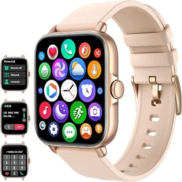 Smart Watch with Phone Function, Make/Answer Call AI Voice Control, Smartwatch with 28 Sport Modes Pedometer Fitness Watch for Android and iOS Phones Men Women (Classic, Off-White) on Amazon.ae - Price Tracker