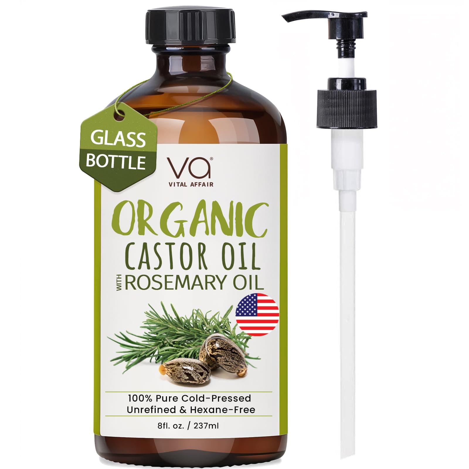 VITAL AFFAIR Organic Castor Oil With Rosemary Oil For Hair Growth - 100% Pure Rosemary Hair Oil With Cold Pressed Pure Castor Oil Unrefined Glass Bottle - Fort Oil on Amazon.ae - Price Tracker