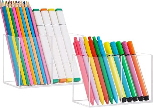 VITVITI Acrylic Pen Holder, Clear Desk Organizer, Pencil Cup Holder for Desk with 4 Compartments, Desktop Stationery Organizer for HomeOffice StorageSchoolArt Supply, Set of 2 على Amazon.ae - متتبع الأسعار