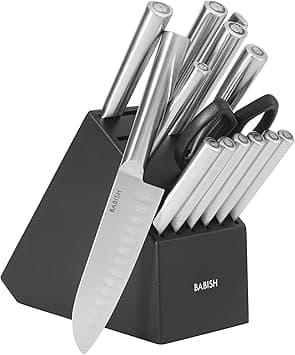 Babish High-Carbon 1.4116 German Steel 15 Piece Full Tang Forged Cutlery Kitchen Knife Block Set - Stainless Steel on Amazon.ae - Price Tracker