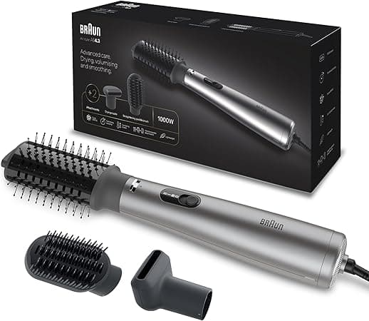 Braun Air Styler AS4.3, Advanced Care, Hair Drying, Volumiser and Smoothing, 1000 Watts, with 2 Attachment Drying Nozzle and Paddle Brush, Air Brush BRAS430SDE - Ionic Grey on Amazon.ae - Price Tracker