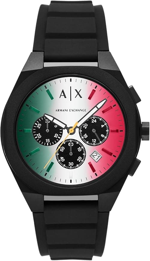 Armani Exchange A|X Men's Chronograph Black Silicone Watch (Model: AX4173) on Amazon.ae - Price Tracker
