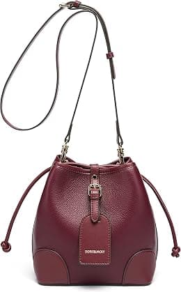 DORIS&JACKY Small Leather Drawstring Shoulder Bag Premium 2 Way Bucket Crossbody Purse For Women - Best Deal Finder