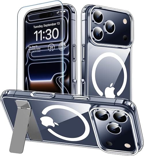 xiwxi for iPhone 17 Pro Max Case with Kickstand,[Compatible with Magsafe][1*Screen Protector],Military-Grade Protection & Anti-Yellowing,Magnetic Phone Case for iPhone 17 Pro Max,Clear on Amazon.ae - Price Tracker
