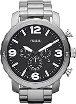 Fossil Nate Men's Watch with Oversized Chronograph Watch Dial and Stainless Steel or Leather Band - Best Deal Finder