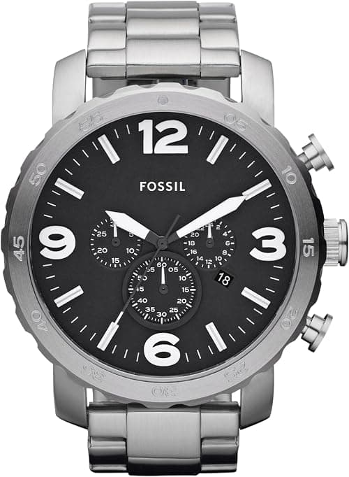 Fossil Nate Men's Watch with Oversized Chronograph Watch Dial and Stainless Steel or Leather Band on Amazon.ae - Price Tracker