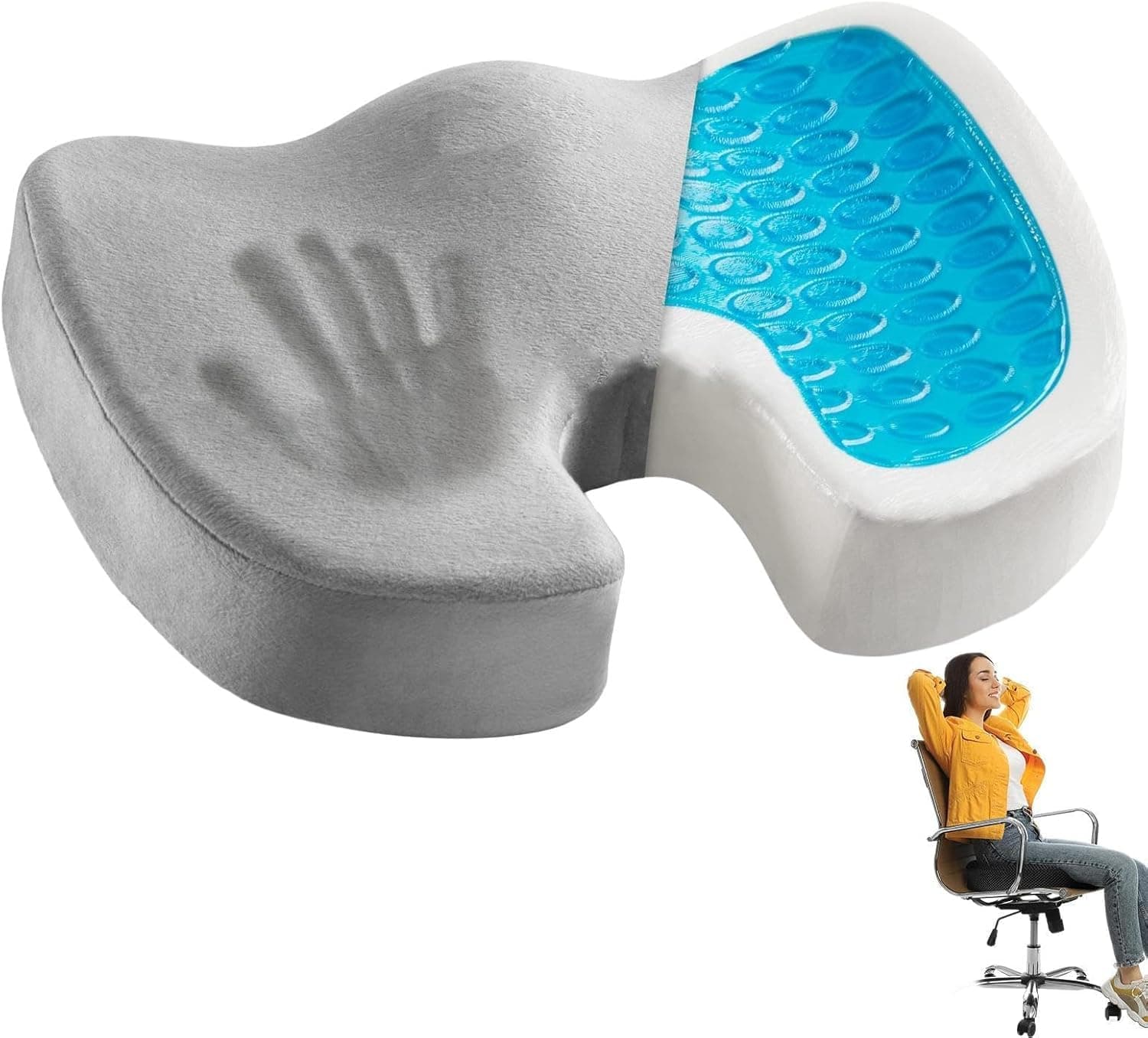 Seat Cushion For Office Chair,Memory Foam Seat Cushion Non-Slip Bottom With Handle, Back Support Cushion Seat For Wfh Car Seat Wheelchair Airplane (Grey) on Amazon.ae - Price Tracker