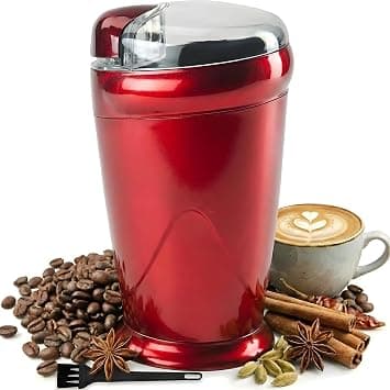 Andrew James Electric Coffee Grinder, Bean, Nut & Spice Grinder, Powerful Compact Grinder for Home Kitchen, One Touch Operation 150w with 70g Basin, Includes Cleaning Brush (Red) - Best Deal Finder