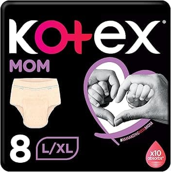 Kotex Mom Post Birth Disposable Underwear, Pack of 8, Large & Extra Large, Absorbs 10x More, Extra Protection & Comfort on Amazon.ae - Price Tracker