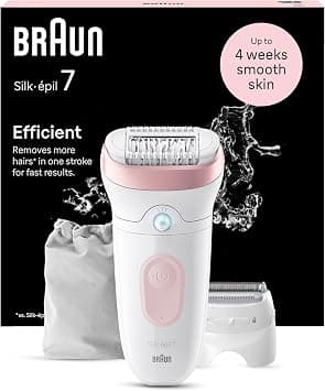 Braun Silk-épil 7 Women's Epilator/Hair Remover for Long-Lasting Hair Removal, 7-030, White/Flamingo Pink - Best Deal Finder