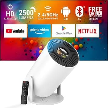 Ant Esports View 521 LED Projector, 720P Native/4K Support, 2500 Lumens, WiFi & BT, Android 9, 130" Max, 3W Speaker, 120" Screen Included – White (Renewed) on Amazon.ae - Price Tracker