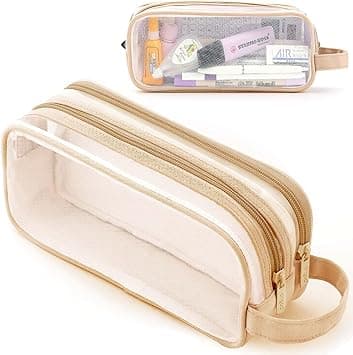 Large Grid Mesh Pencil Case 2 Compartments, Clear Pen Pencil Pouch with Zipper, Multifunction Transparent Stationery Bag for Student College Office Teen Boys Girls Makeup Bag for Adults (Light Coffee) - Amazon.ae Price Tracker