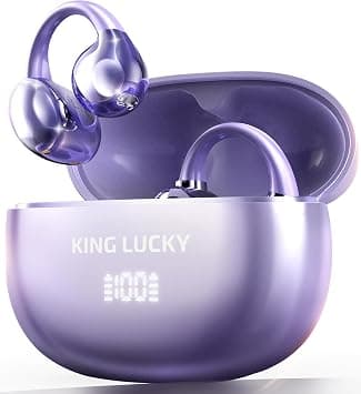 Kinglucky Open Ear Earbuds Clip-On Bluetooth 6.0 Wireless Headphones with Mic, 50H Playtime, ENC Clear Calls, IPX5 Waterproof, Comfortable for Small Ears Sports Gaming (Purple, Digital Display) on Amazon.ae - Price Tracker