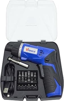VTOOLS 3.6V Cordless Electric Screwdriver Set, 17+1 Torque, Rotating Handle, Forward/Reverse switch, LED Light, USB Charge, 19 Pcs Accessories & Tool Box, VT1214 on Amazon.ae - Price Tracker