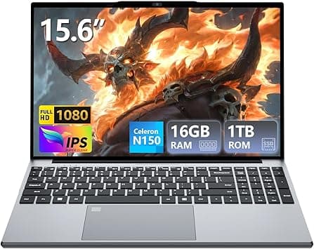 2025 Laptop, Laptop Computer with Celeron N150, Lap top with 16GB DDR4 1TB SSD, 15.6" IPS 1080P, Backlit Keyboard Fingerprint, Win 11 Pro, Portable Laptops for Work Office Student on Amazon.ae - Price Tracker