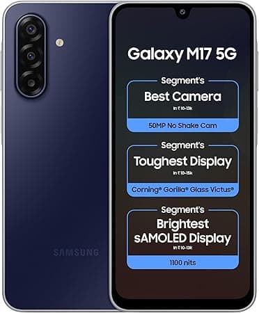 Samsung Galaxy M17 5G (Sapphire Black, 6GB RAM, 128GB Storage)| Circle to Search| Gemini Live| 50MP OIS Triple Camera| IP54 Rating| Gorilla Glass Victus| AI| 6 Gen of OS Upgrades| Without Charger on Amazon.ae - Price Tracker