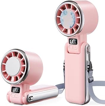 SHEWIND Portable Handheld Fan with Ice Cooling - 5 Gear High Speed Personal Turbo Fan Rechargeable, Up to 11 Hrs, Mini Hand Fans for Travel Essentials, Beach Vacation, Gifts for Women, Men (Pink) on Amazon.ae - Price Tracker