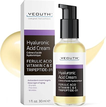 Yeouth Hyaluronic Acid Cream With Ferulic Acid, Vitamin C &amp; E, Tripeptide 31, 1Oz on Amazon.ae - Price Tracker