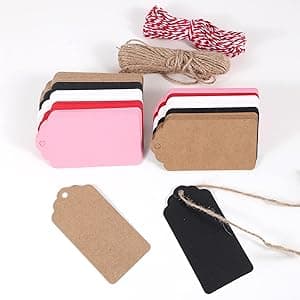 REDDOTGIFT RDTG Gift Tags,100Pcs Kraft Paper Tags with 10m Natural Jute Twine Craft Tags Labels Treats Tags for Wedding Christmas Day Thanksgiving… (4.5x9cm, 5 Color Mixed) - Amazon.ae Price Tracker