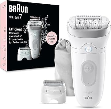 Braun Epilator Silk-épil 7, Hair Removal Device, Women Shaver & Trimmer, Wet and Dry, Wide Head, Includes Shaver Head and Trimmer Comb, SE7-041, Silver on Amazon.ae - Price Tracker